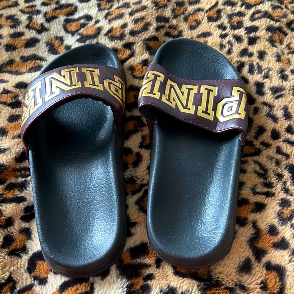Maroon and gold slides by PINK